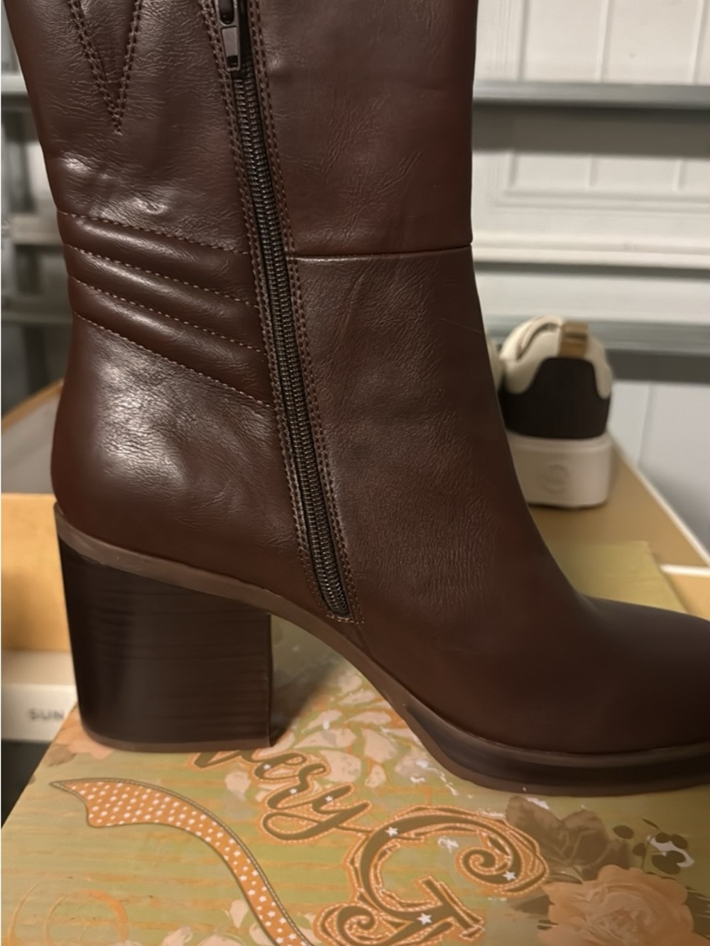 Dark Brown Leather Tall Boots - Picture 6 of 7